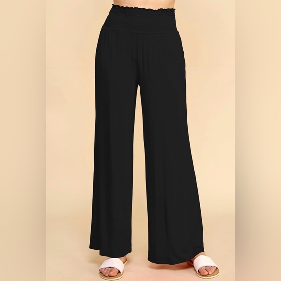 Palazzo Pants Casual Wide Leg Long Lounge Pant Trousers with Pocket - Picture 3 of 7